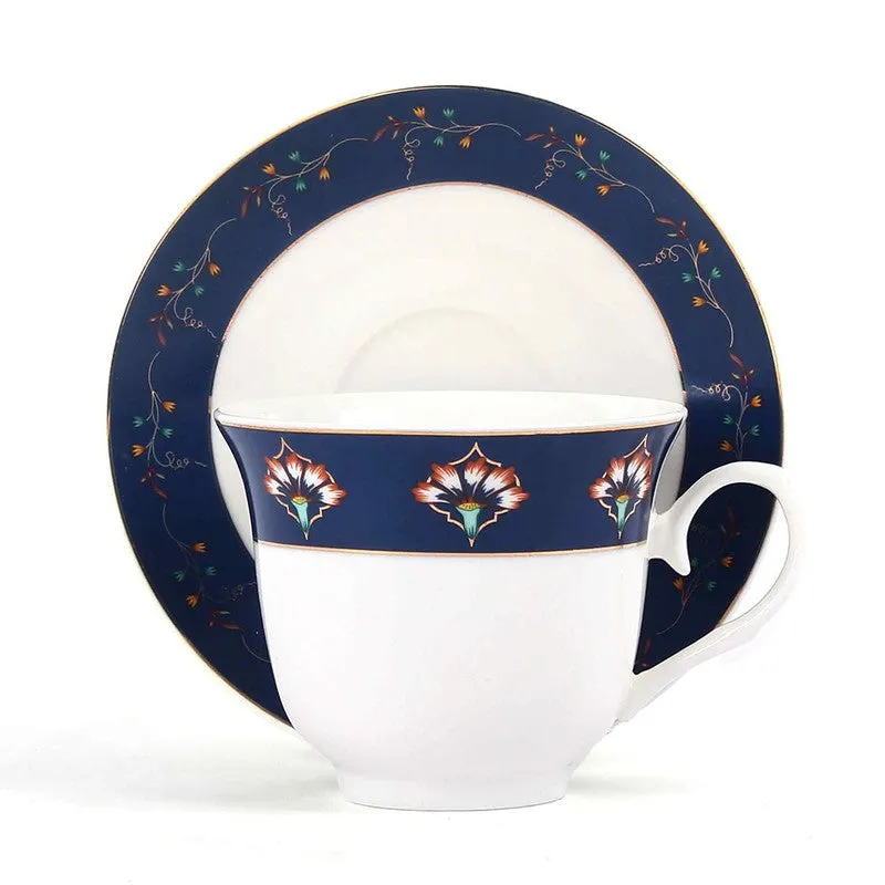 TeaTime 24k Gold Brushed Porcelain Tea Cup (300 mL Each) -  Twelve Piece Set media 4