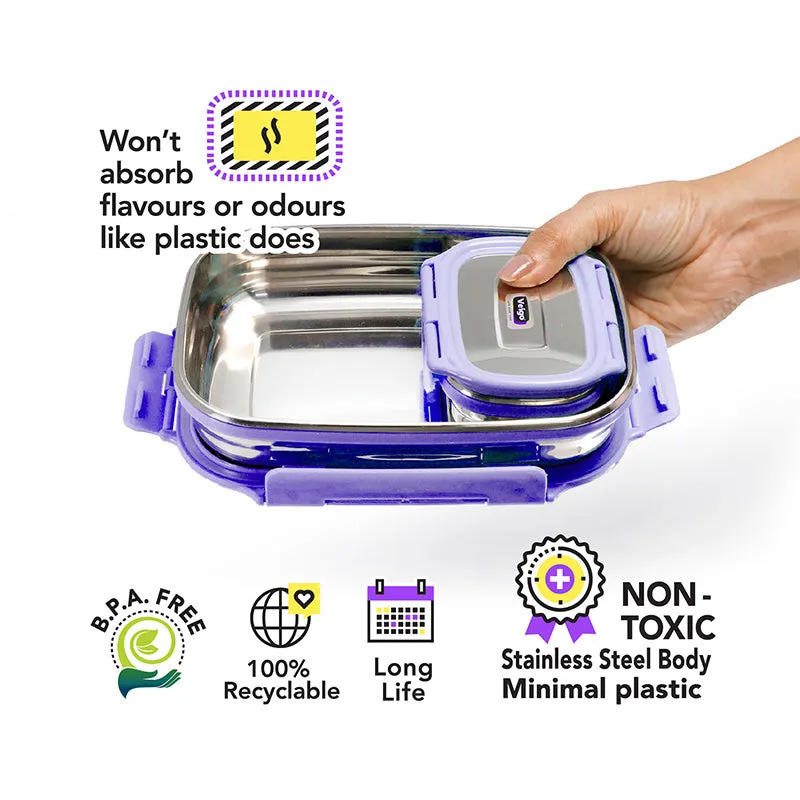 Delico Pack Violet Lunch Box With Insulated Pouch (775 mL /150 mL) - Three Piece Set media 8