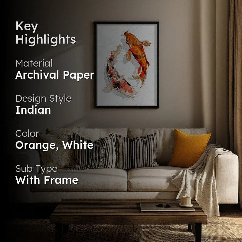 Koi Harmony Archival Paper Wall Art With Frame media 2