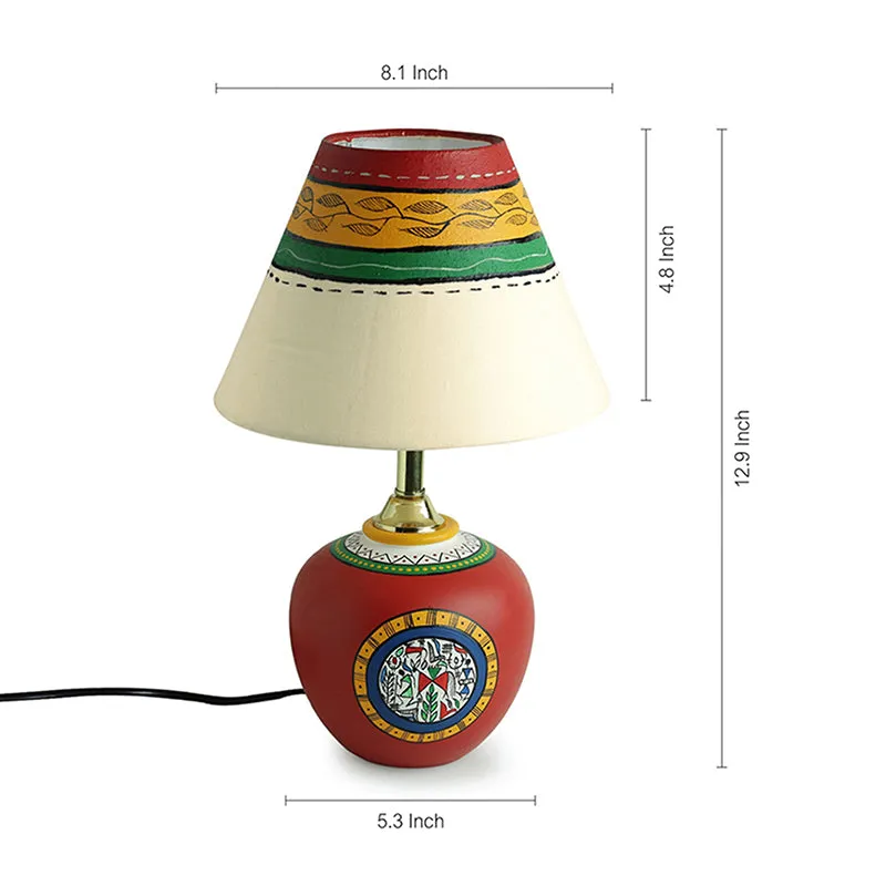 Mitti Kala Warli Terracotta Table Lamp - Multicolor media 5