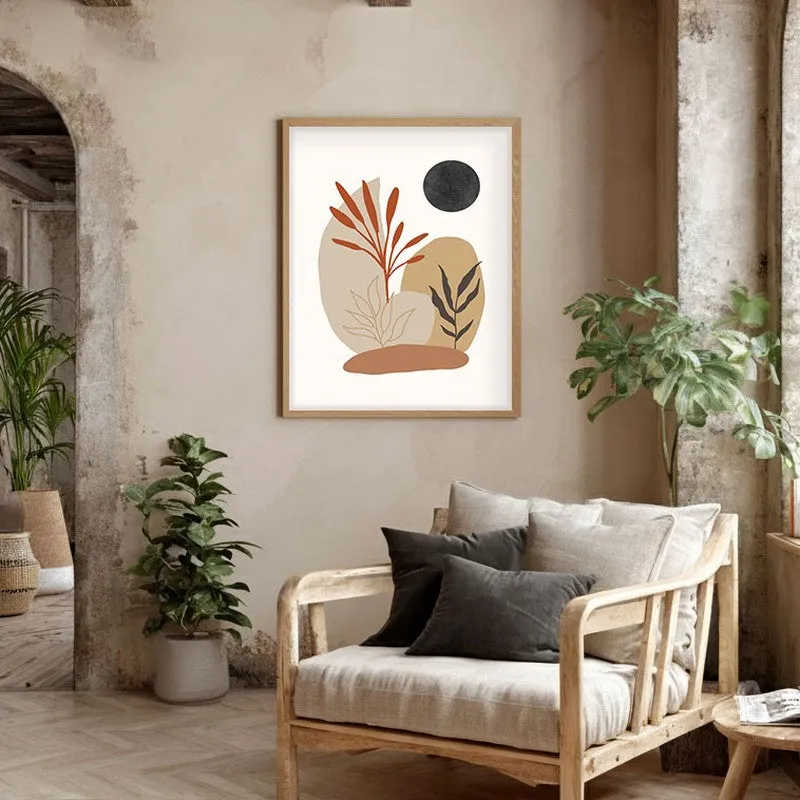 Botanical Balance Canvas Wall Painting With Brown Frame media 5