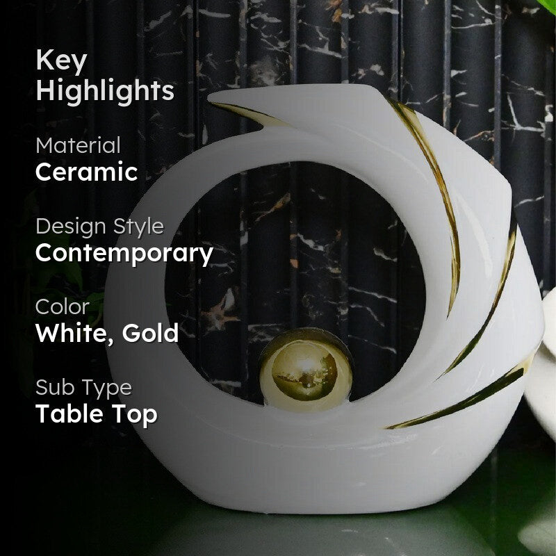 Orvix Luxe Curve Decorative Showpiece - White media 2