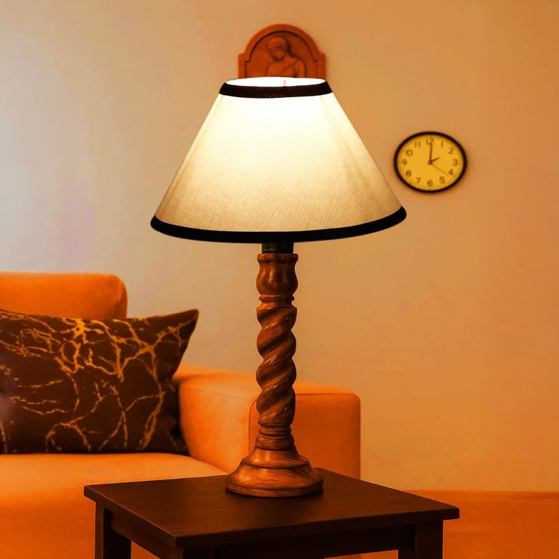 Elvane Niro Wooden Table Lamp - White media 1