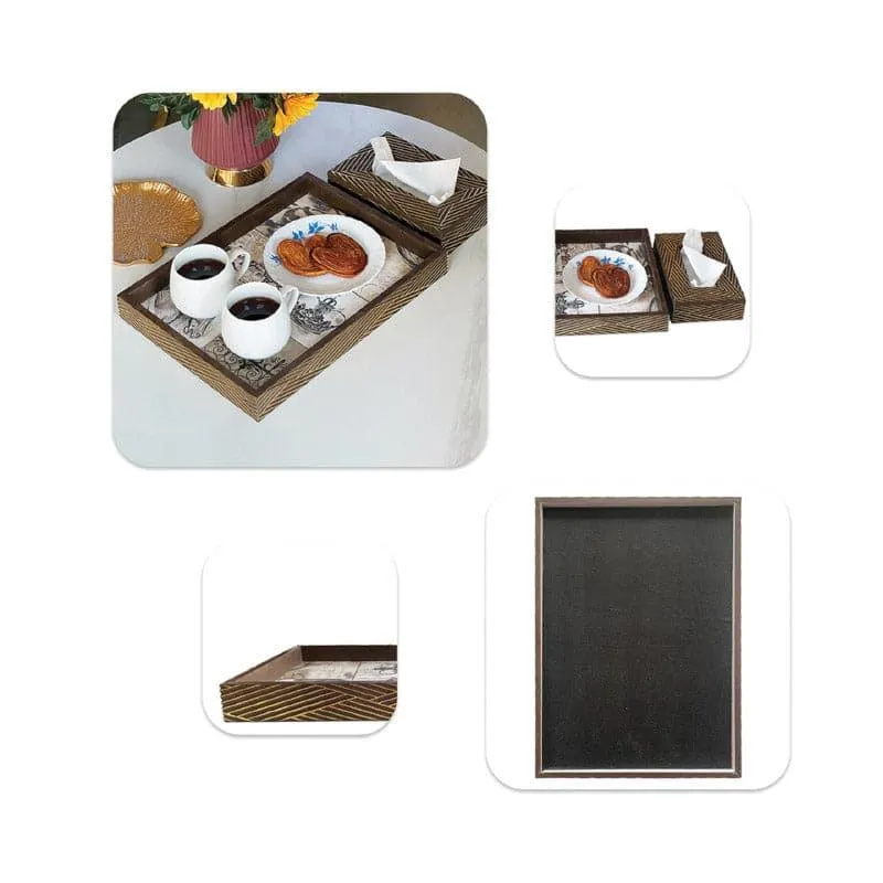 Stripe Stride Tray & Tissue Box (Brown) - Two Piece Set media 3