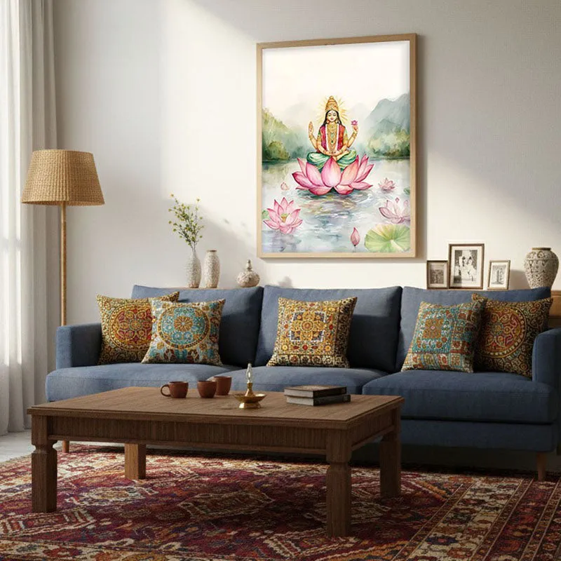 Vishnupriya Spiritual Archival Paper Wall Painting - Natural Brown Frame media 4