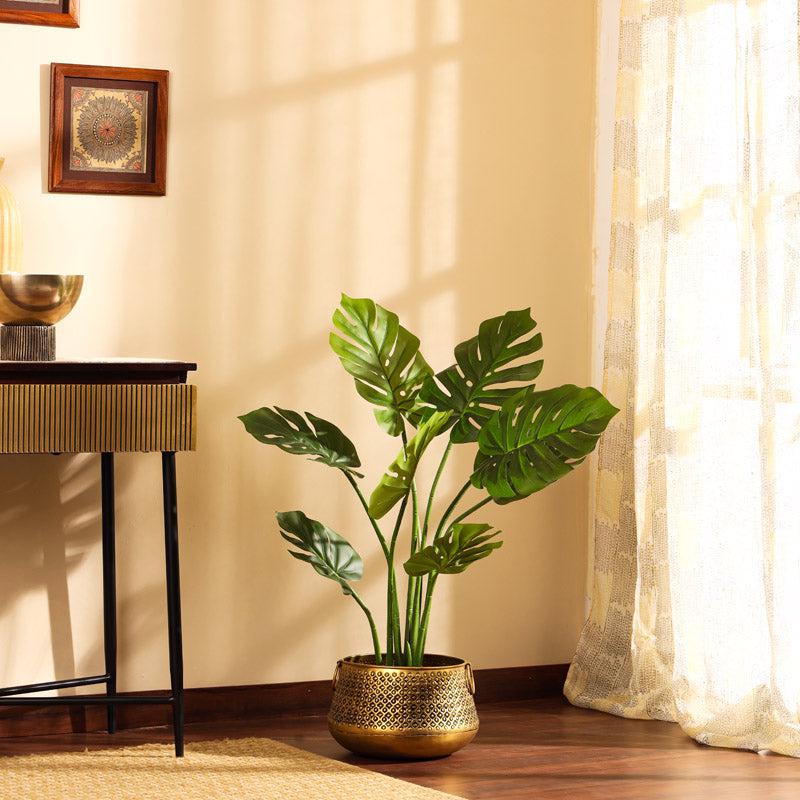 Artificial Realistic Monstera Plant With Black Plastic Pot - 3 Feet media 3