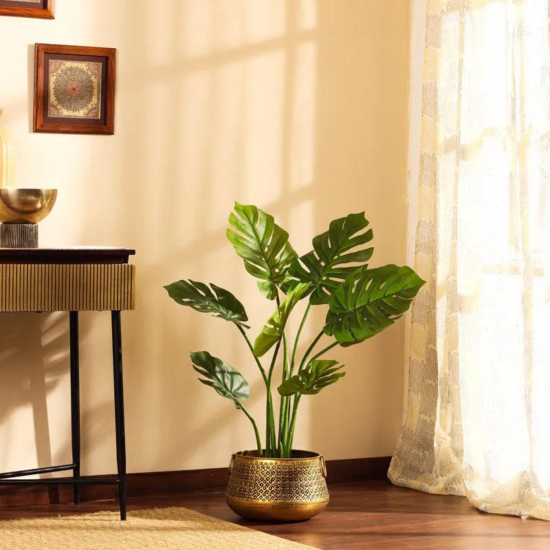 Artificial Realistic Monstera Plant With Black Plastic Pot - 3 Feet media 3