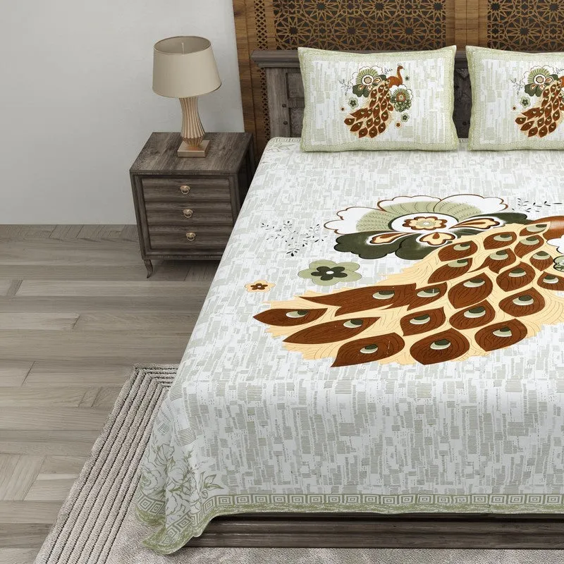 Classicon Cotton Bedsheet (Brown,Olive Green) - 240 TC media 3