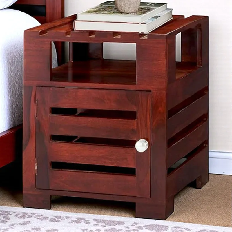Wverix Sheesham Wooden Side & Bedside Table - Deep Brown media 3