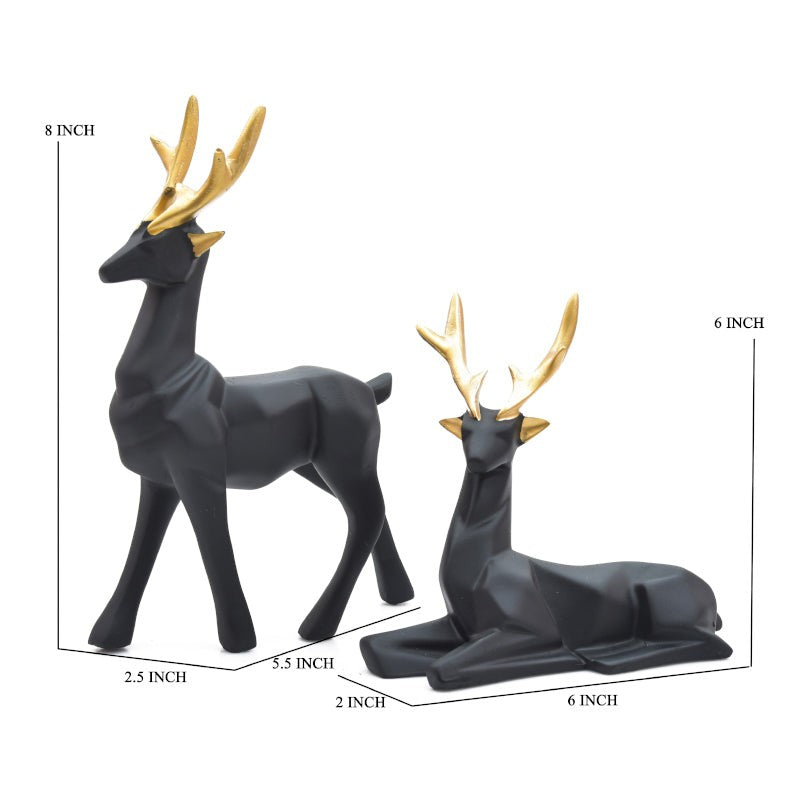 Deer Repose Showpiece (Black) - Set Of Two media 5