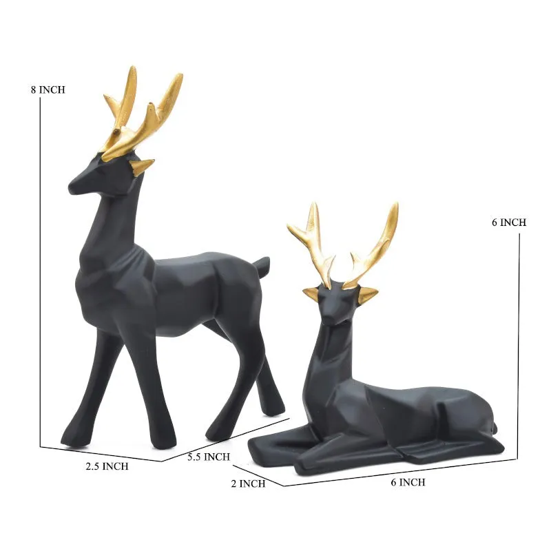 Deer Repose Showpiece (Black) - Set Of Two media 5
