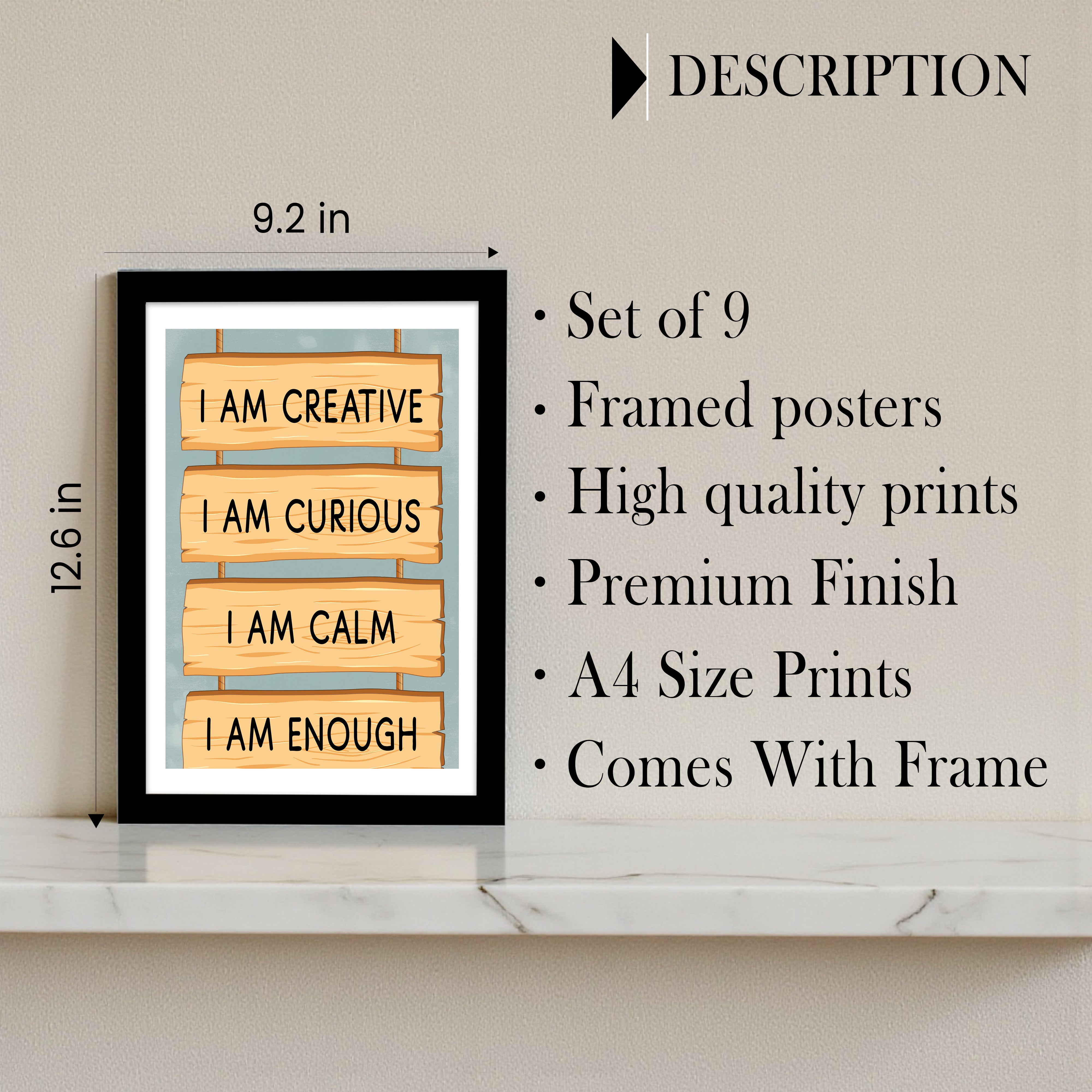 Joylet Animal Quote Wall Art With Frame - Set Of Nine media 6