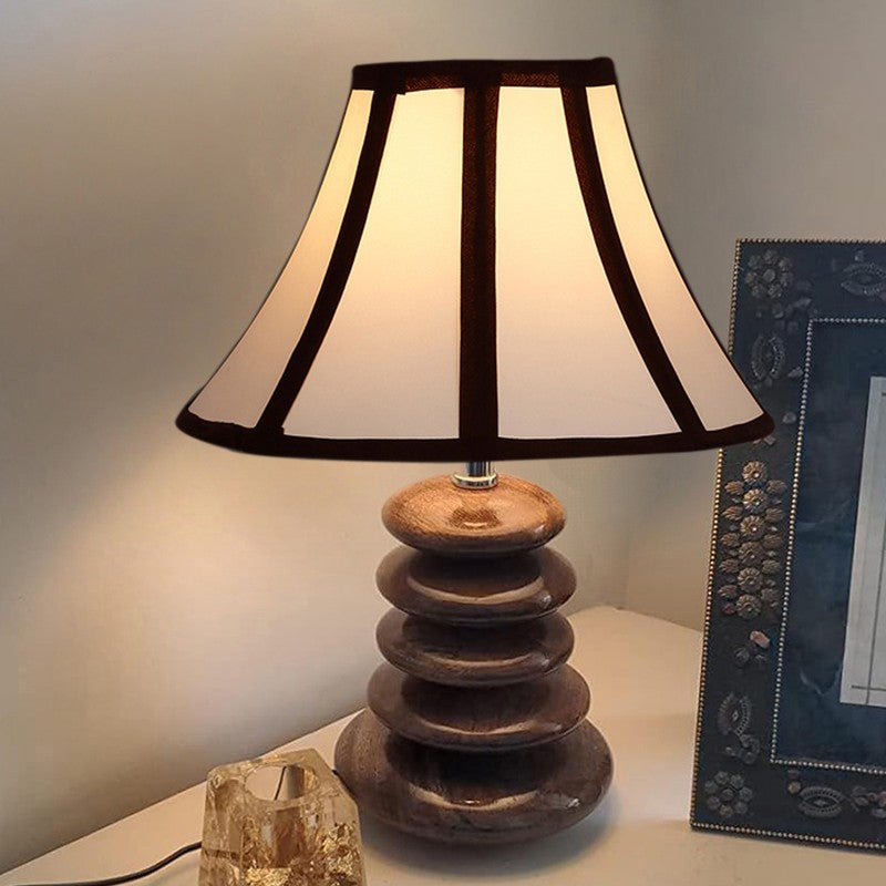 Lunorix Cotton Table Lamp With Wooden Base - White