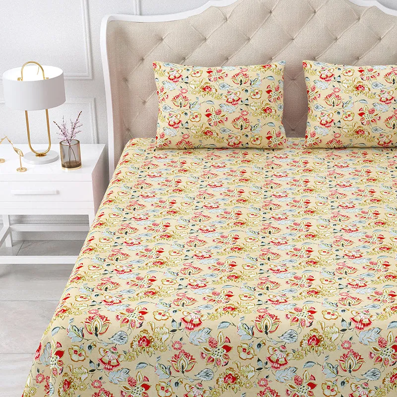 Dashiki Floral Cotton Bedsheet (Yellow) - 160 TC media 3