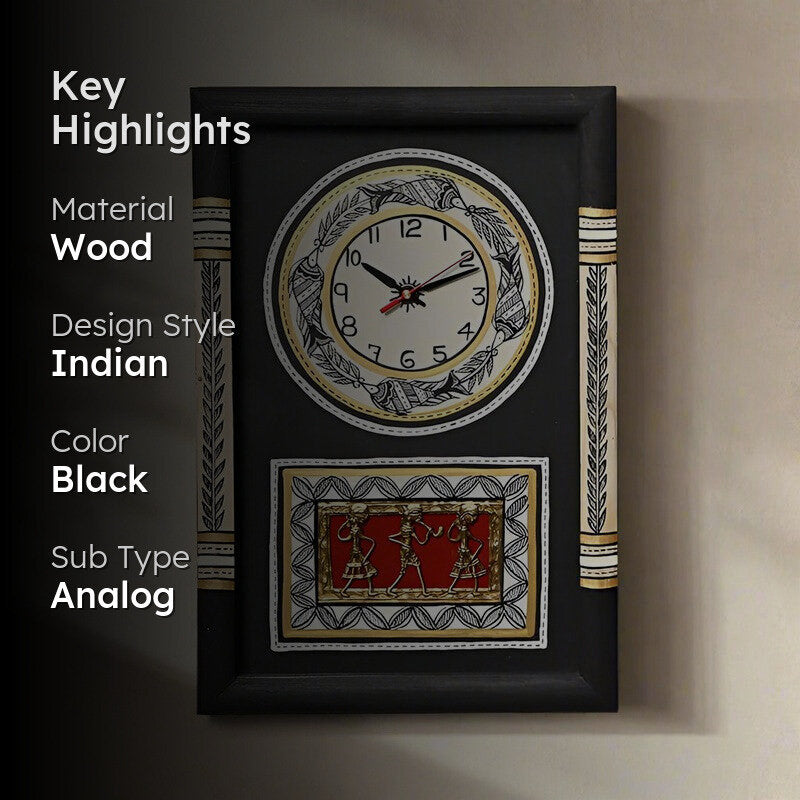 Sanjoya Warli Wall Clock - Black media 2