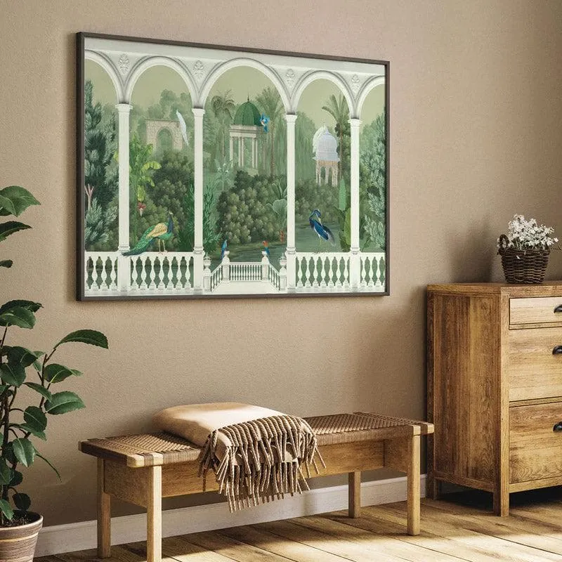 Mughal Mosaic Garden Wall Painting - Black Frame media 5