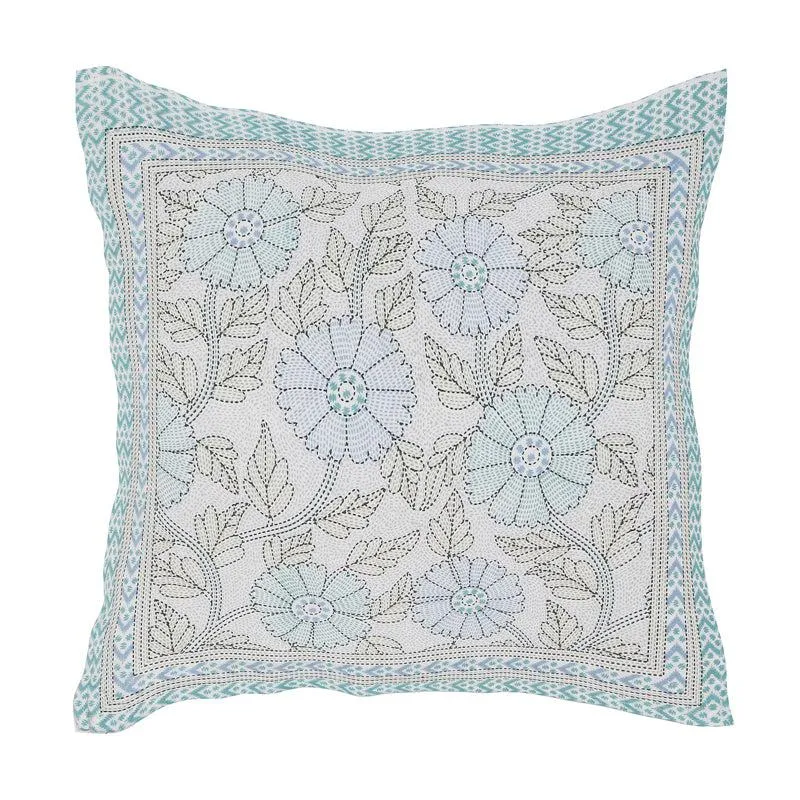 Neeraja Floral Diwan Set (Blue) - Eight Piece Set media 3