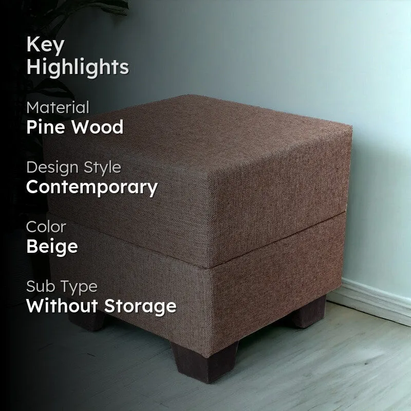Krixon Pine Wood Pouffe - Beige media 2