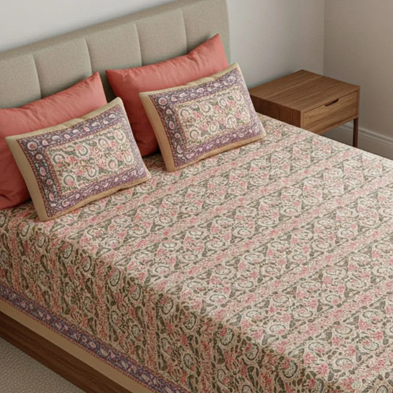 Madhur Cotton Bedsheet (Pink, Peach) - 180 TC media 3