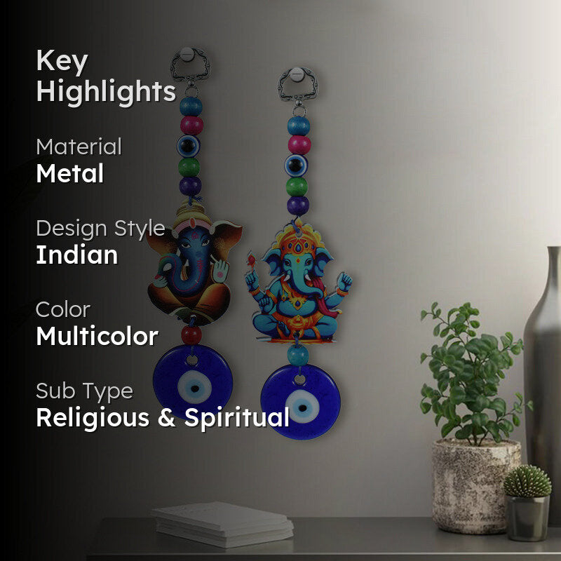 Ganesha Gajendra Evil Eye Metal Wall Accent - Set Of Two media 2