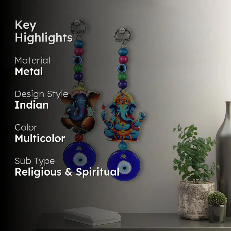 Ganesha Gajendra Evil Eye Metal Wall Accent - Set Of Two media 2