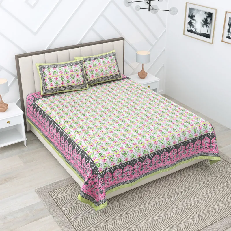 Rajni Cotton Bedsheet (Pink) - 180 TC media 1