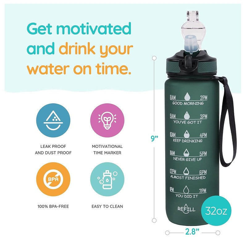 Solara Sportiq Plastic Water Bottle (1000 mL) - Hunter Green media 9