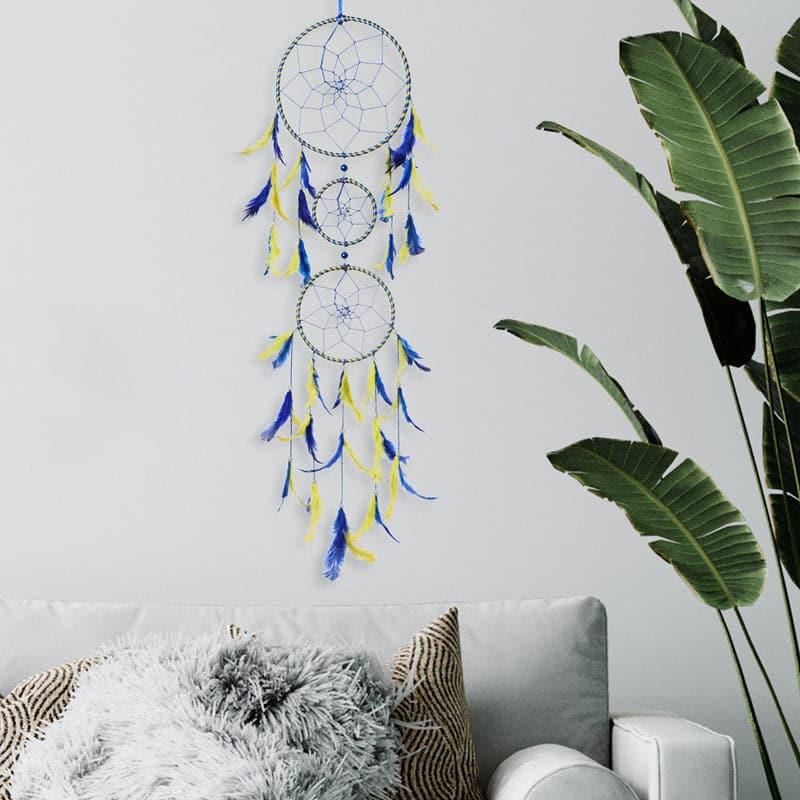 Amazo Feather Dreamcatcher With Light - Yellow & Dark Blue