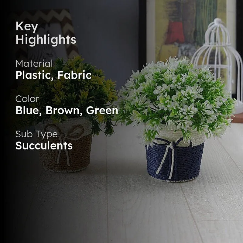 Alba Faux Artificial Plant In Basket Pot (Brown & Blue) - Set Of Two media 2