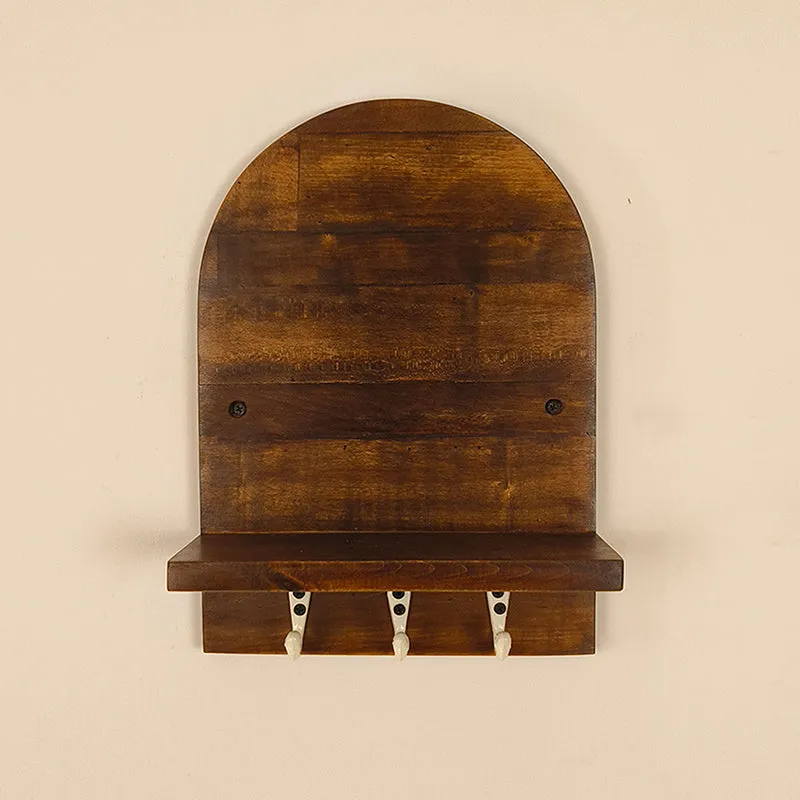 Sthira Wooden Wall Shelf Organiser with Key Holders media 5