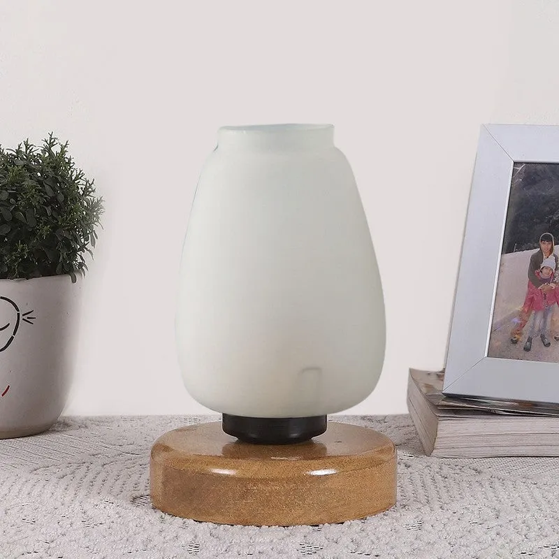 Skylyn Glass Table Lamp With Wooden Base - White media 4