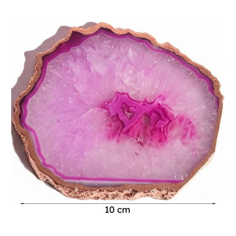 Suzzaine Handcrafted Crystal Agate Coaster (Pink) - Set Of Two media 6