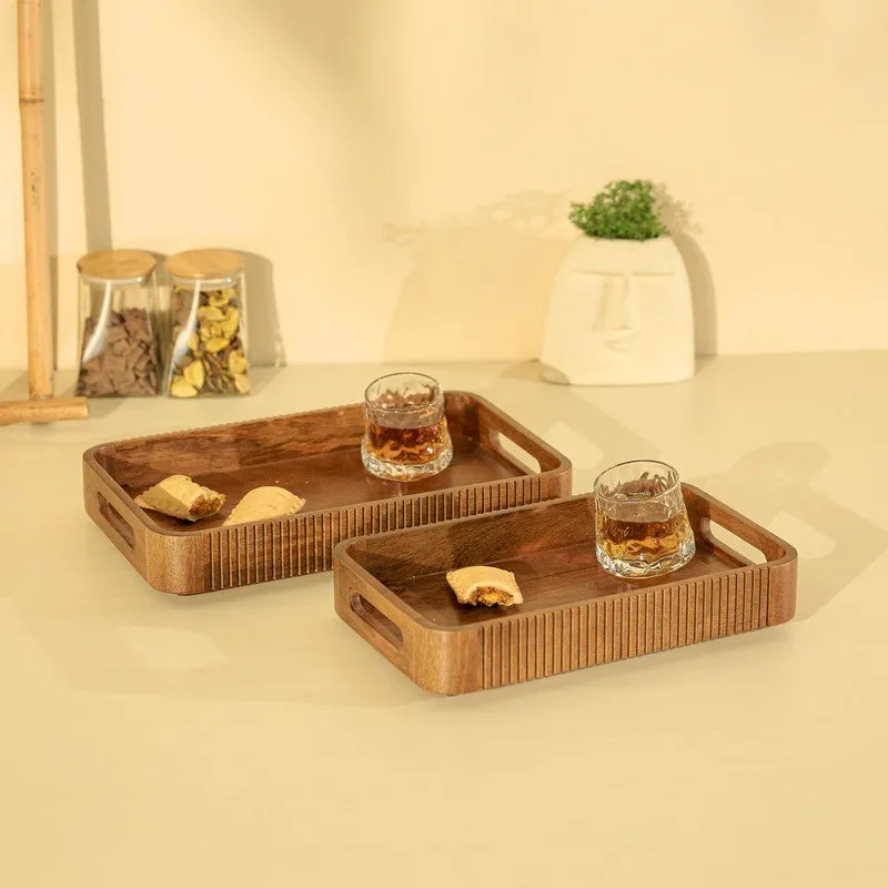 Duet Nested Wooden Serving Trays - Set Of Two media 1