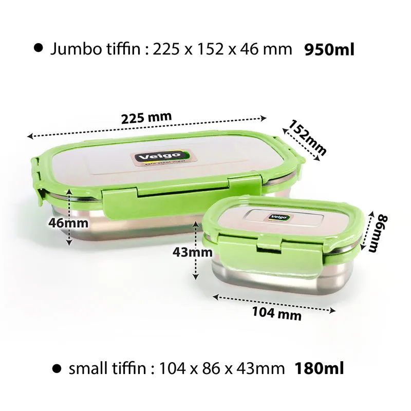 Delico Pack Parrot Green Lunch Box With Insulated Pouch (775 mL /150 mL) - Three Piece Set media 9