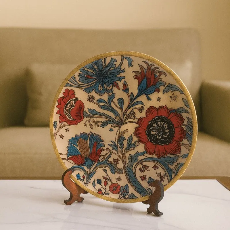 Classic Floral Wooden Wall Plate with Stand media 1