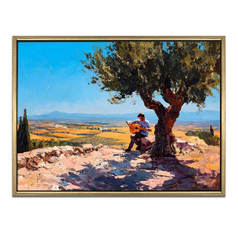 Sunlit Strummer Canvas Wall Painting With Frame media 3