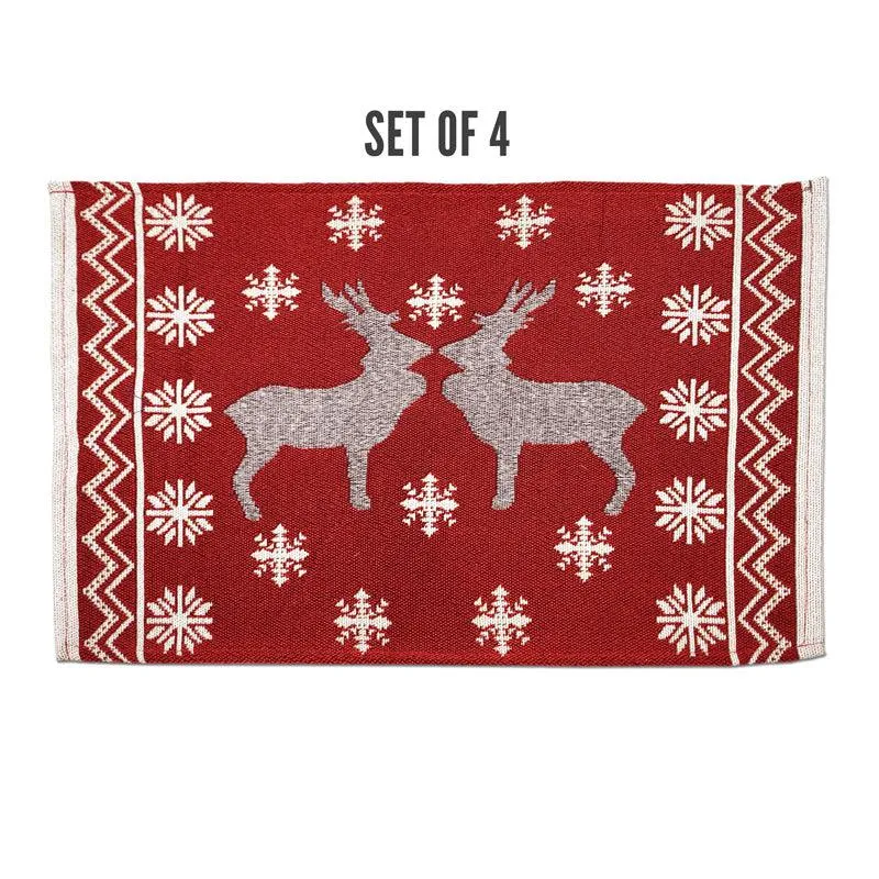 Crimson Stag Jacquard Woven Placemat - Set Of Four media 5