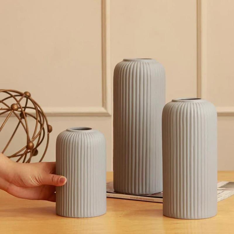 Pasha Ceramic Vase (Grey) - Set Of Three media 4