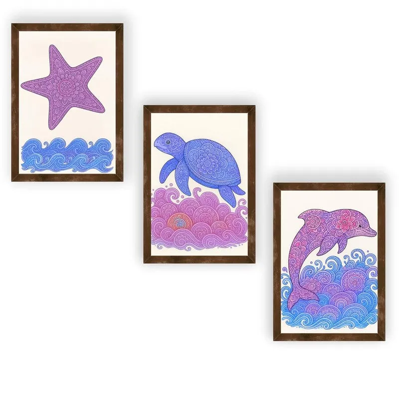 Aqua Bliss Paper Wall Painting With Frame - Brown media 5