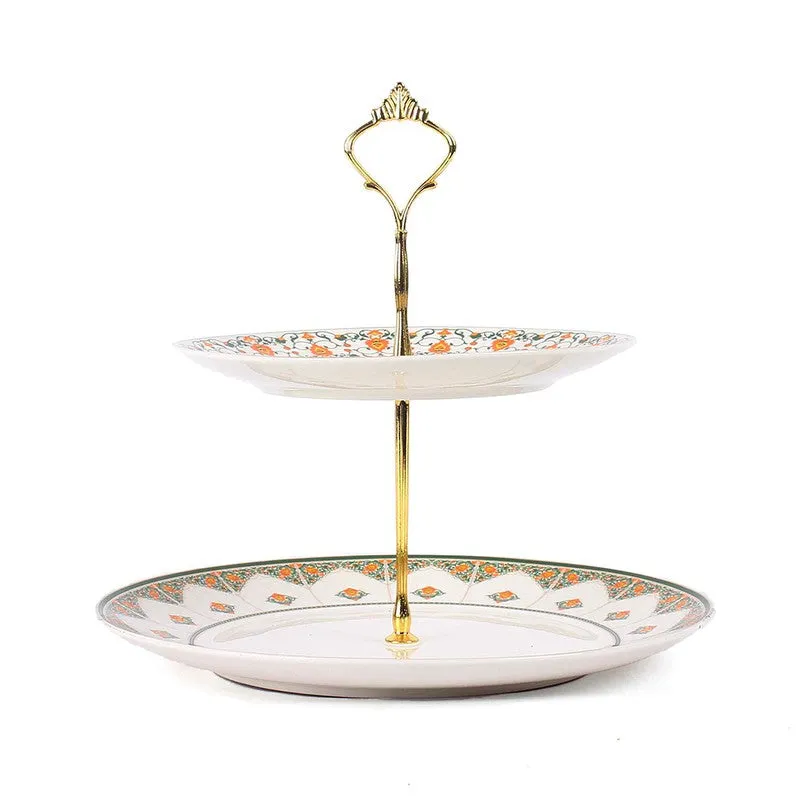 LuxeServe Tiered Cake Stand - White,Gold media 4