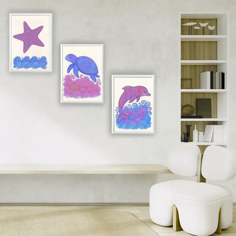 Aqua Bliss Paper Wall Painting With Frame - White media 3