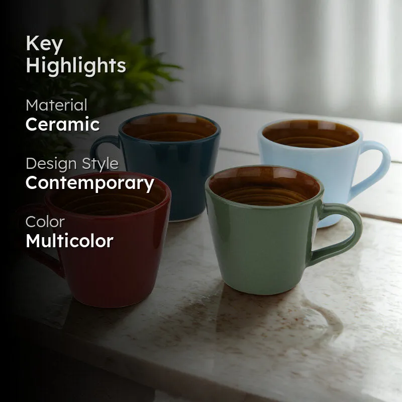 Karvaa Ceramic Tea Cup (175 mL Each)/Multicolor)- Set of Four media 2