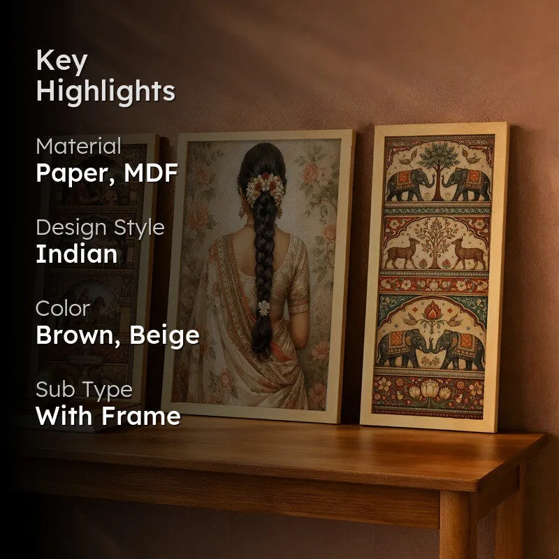 Ethnic Muse Wall Art With Frame - Set of Three media 2