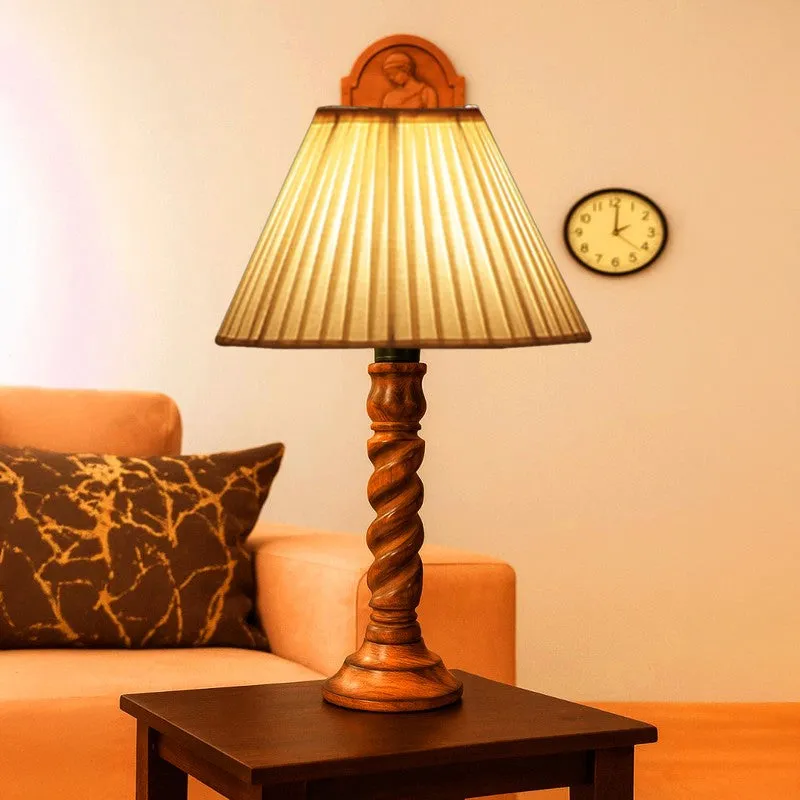 Elvane Oryn Wooden Table Lamp - White media 3