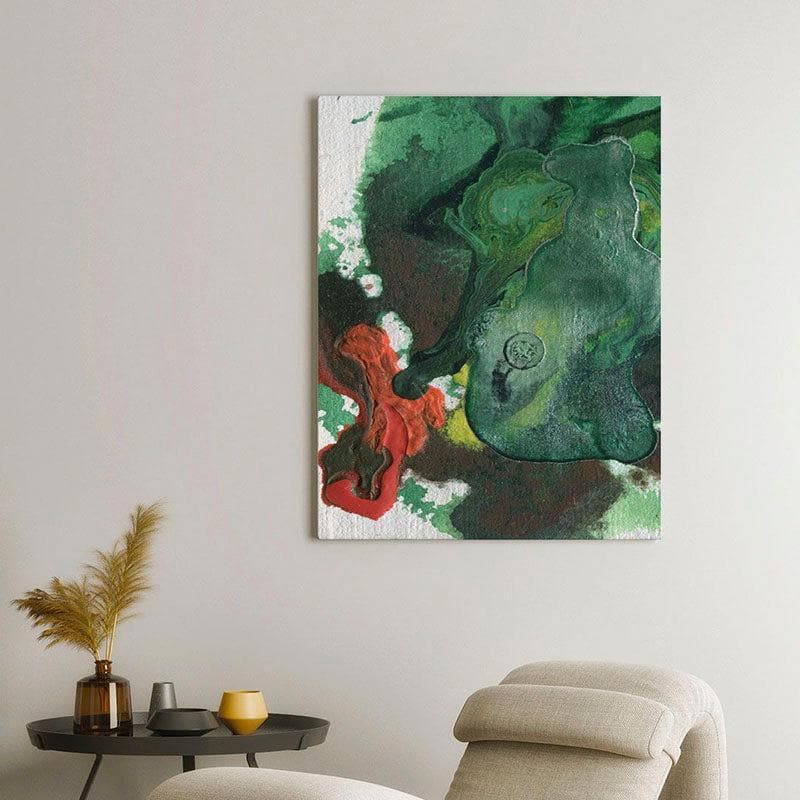 Basil Green Abstract Art Canvas Wall Painting - Gallery Wrap