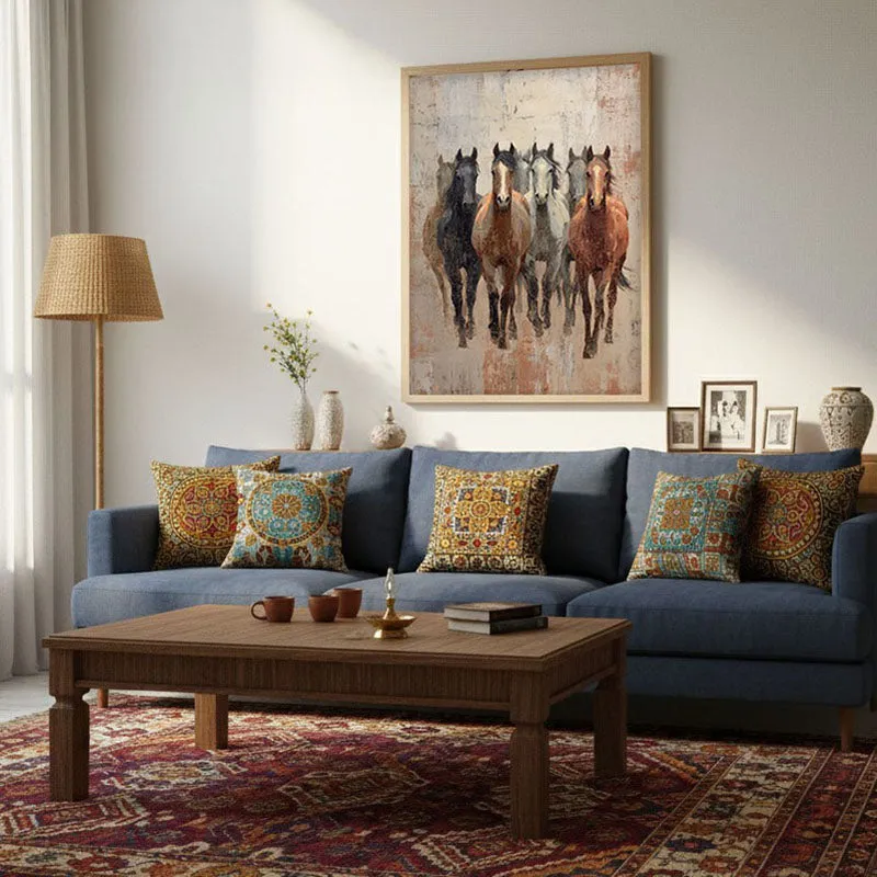 Spirit of the Wild Horse Wall Painting With Brown Frame media 3