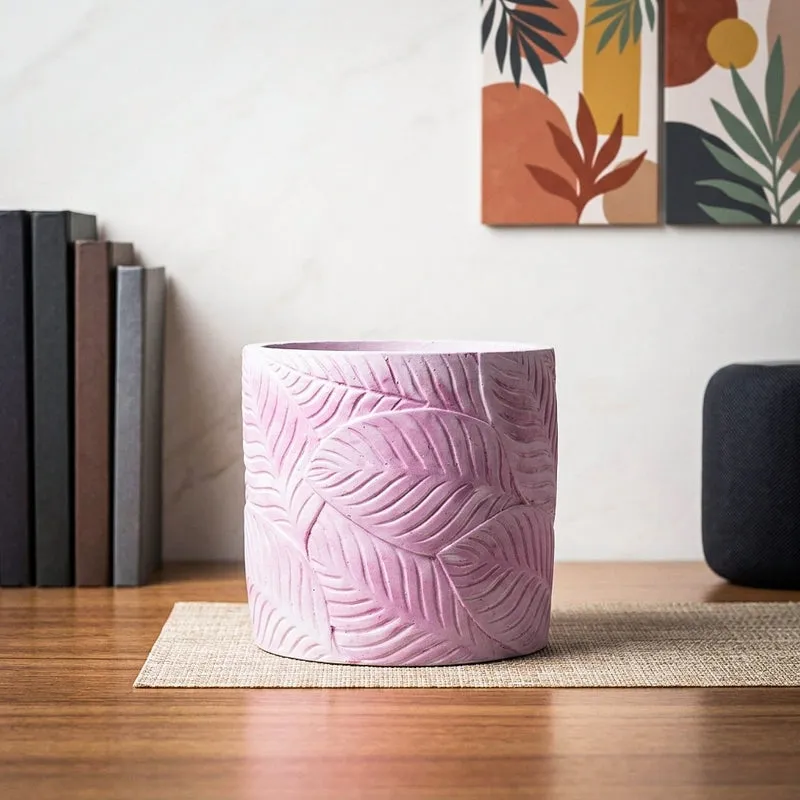 Leaf Print Planter - Pink media 1