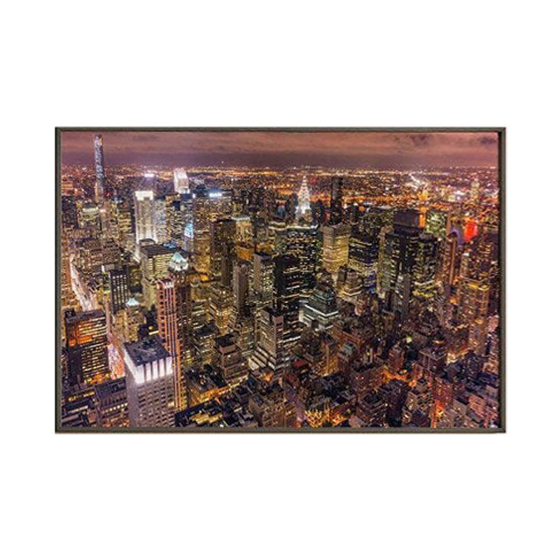 NYC Night Life Art Canvas Painting - Black Frame media 6