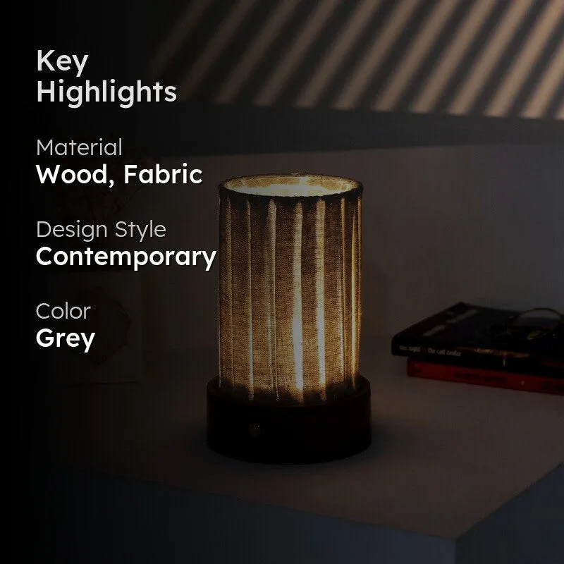 Radiya Tall Fabric Wooden Table Lamp - Grey media 2