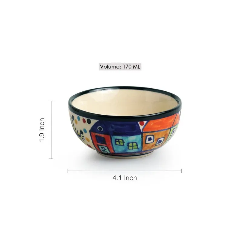 Sweet Home Handpainted Serving Bowl (170 ML) - Set Of Four media 5